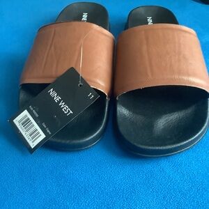 Nine West Mens Slides, Cognac, Size 11 NWT